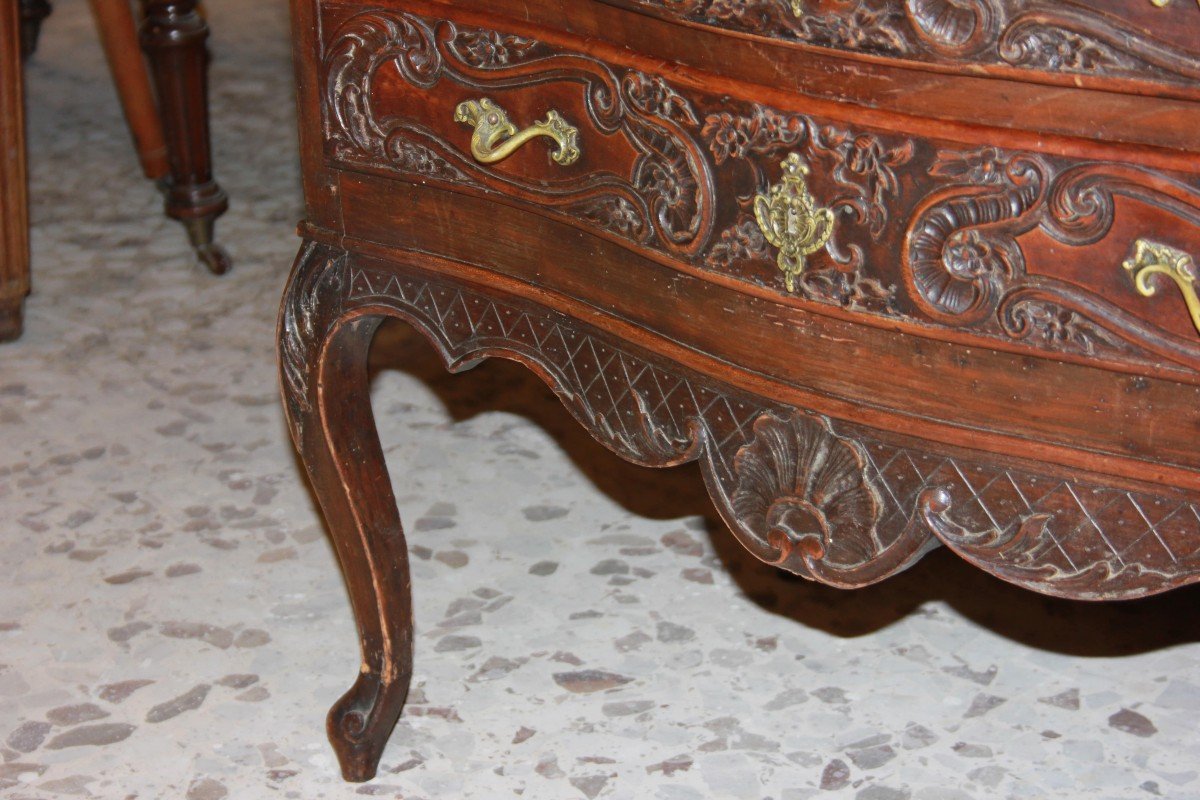 Piccolo cassettone francese a 3 cassetti, stile Provenzale, di metà 1800 in legno di noce-photo-4