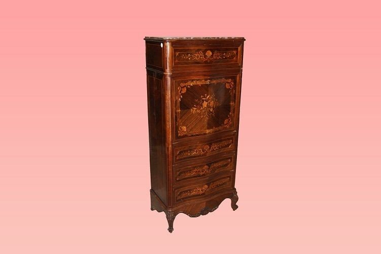 Bellissimo secretaire francese della prima metà del 1800, stile Transizione, in elegantissimo 