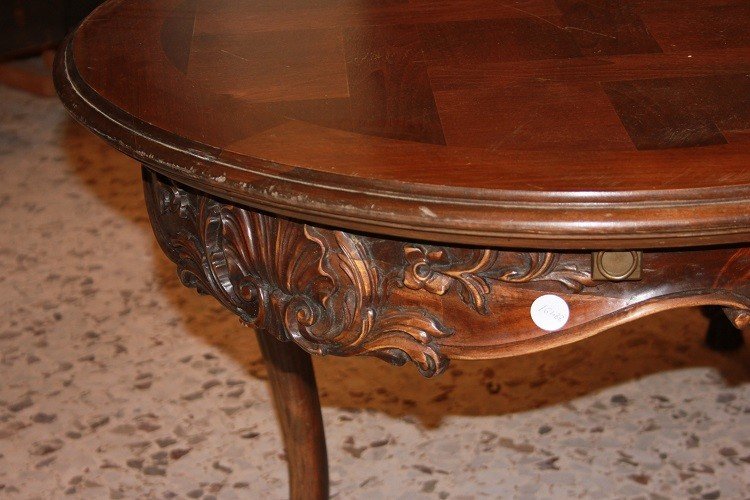 Tavolo ovale allungabile, francese di fine 1800, stile Provenzale in legno di noce-photo-4