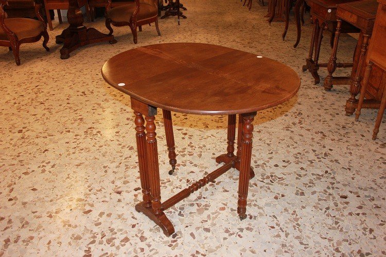 Tavolino fianco divano francese della seconda metà del 1800, stile Direttorio, in mogano-photo-2