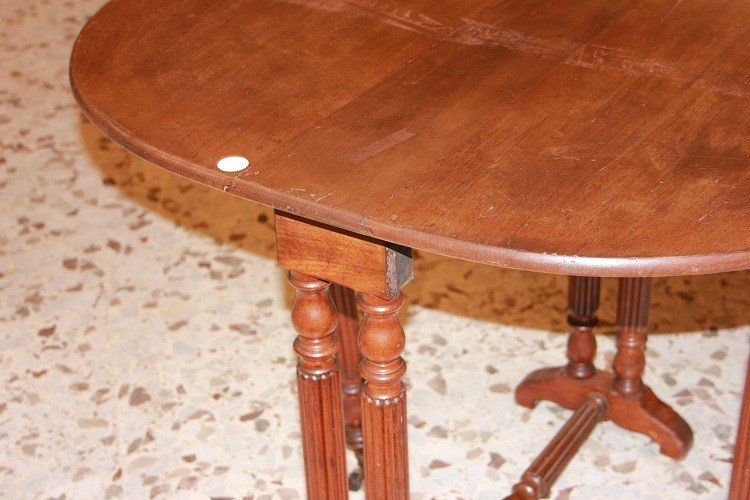Tavolino fianco divano francese della seconda metà del 1800, stile Direttorio, in mogano-photo-3