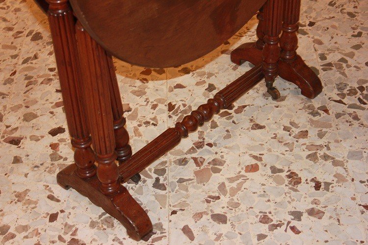 Tavolino fianco divano francese della seconda metà del 1800, stile Direttorio, in mogano-photo-1