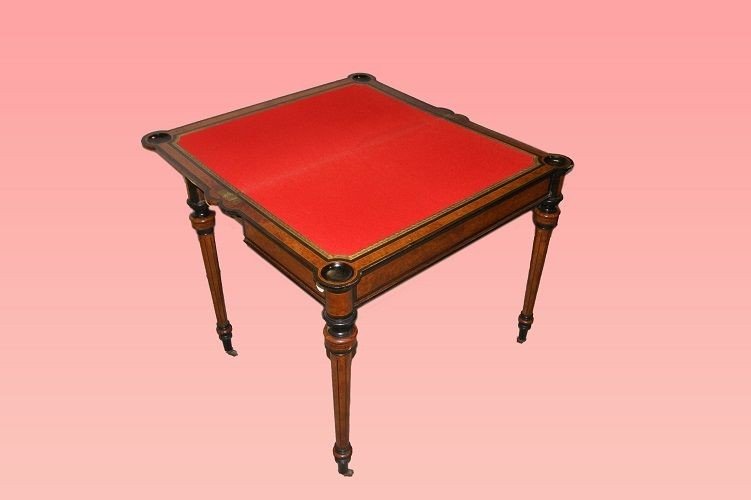 Tavolino da gioco francese della seconda metà del 1800, stile Luigi XVI-photo-1