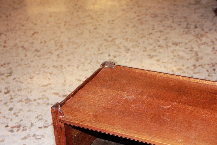 Tavolino comodino francese della seconda metà del 1800, stile rustico, in legno di ciliegio-photo-4