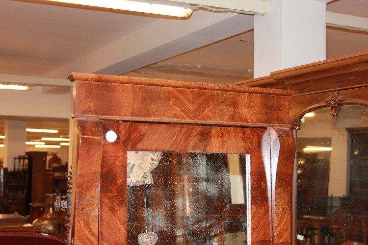 Specchiera oscillante da appoggio francese di metà 1800 stile Direttorio in legno di mogano -photo-2
