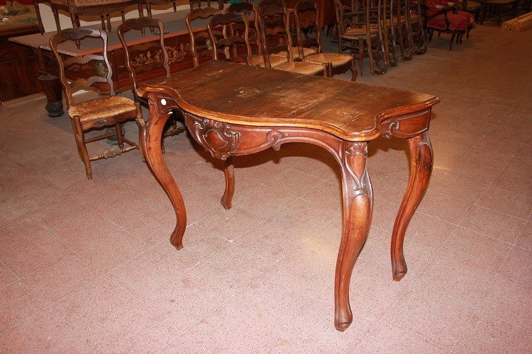 Consolle alta italiana di prima metà 1800, stile Luigi Filippo, in legno di noce-photo-3