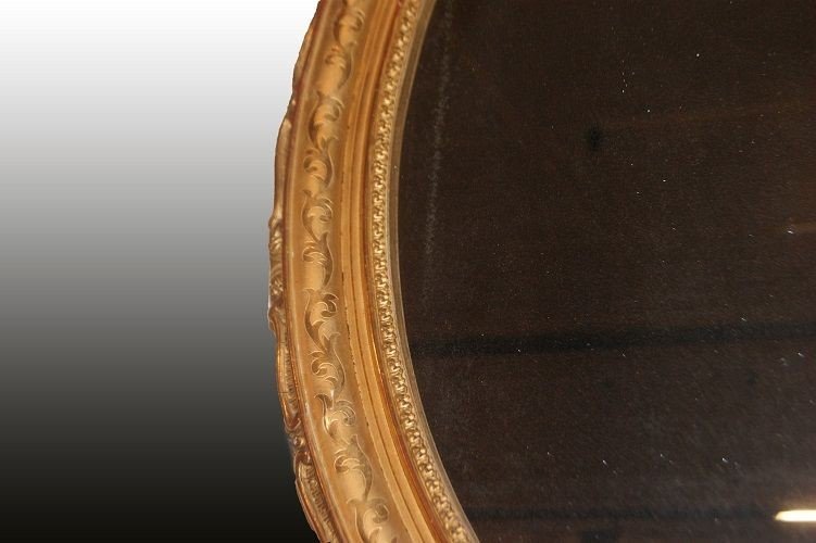 Specchiera francese di metà 1800, stile Luigi XV, in legno dorato foglia oro-photo-4