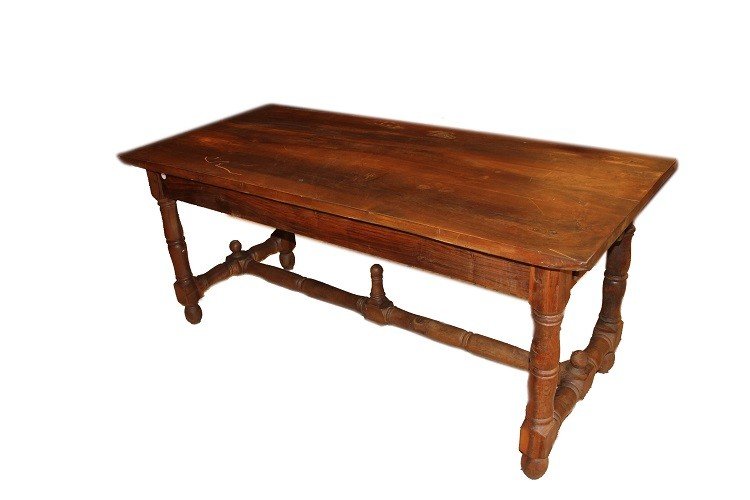 Tavolo rustico francese della seconda metà del 1800 in legno di noce-photo-1