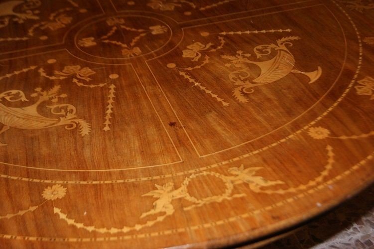 Tavolo Nord Europa di inizio 1800, stile Regency, in legno di mogano biongo-photo-3
