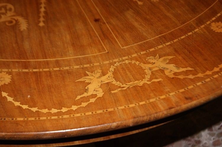 Tavolo Nord Europa di inizio 1800, stile Regency, in legno di mogano biongo-photo-4