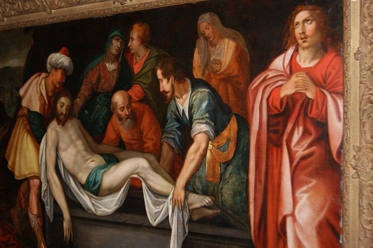 Olio su tavola del 1600, fiammingo, raffigurante la "Deposizione di Gesù-photo-4