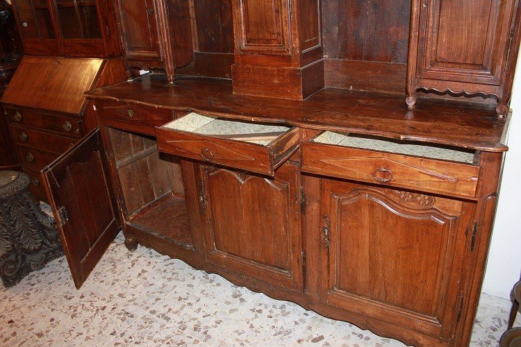 Grande credenza doppio corpo francese, della seconda metà del 1800, stile Provenzale-photo-4