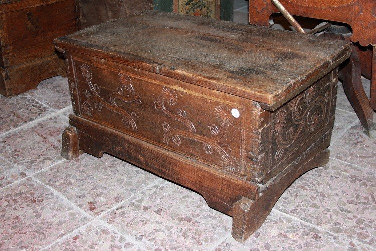 Cassapanca Francese di inizio 1800 in Legno di Noce-photo-2