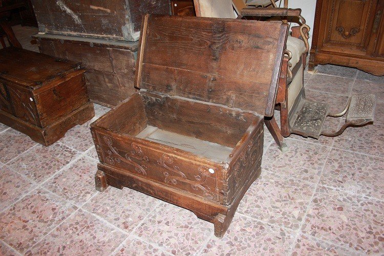 Cassapanca Francese di inizio 1800 in Legno di Noce-photo-3