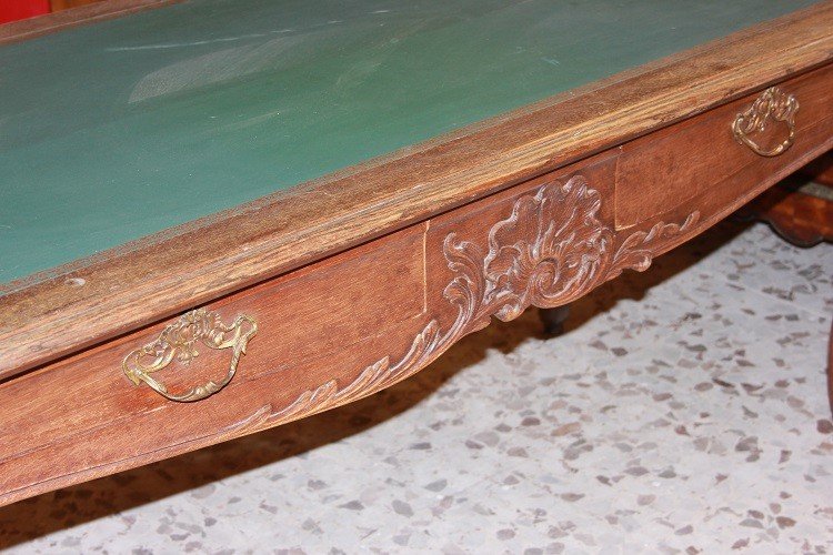 Tavolo scrittoio francese della seconda metà del 1800, stile Provenzale in legno di Rovere-photo-3