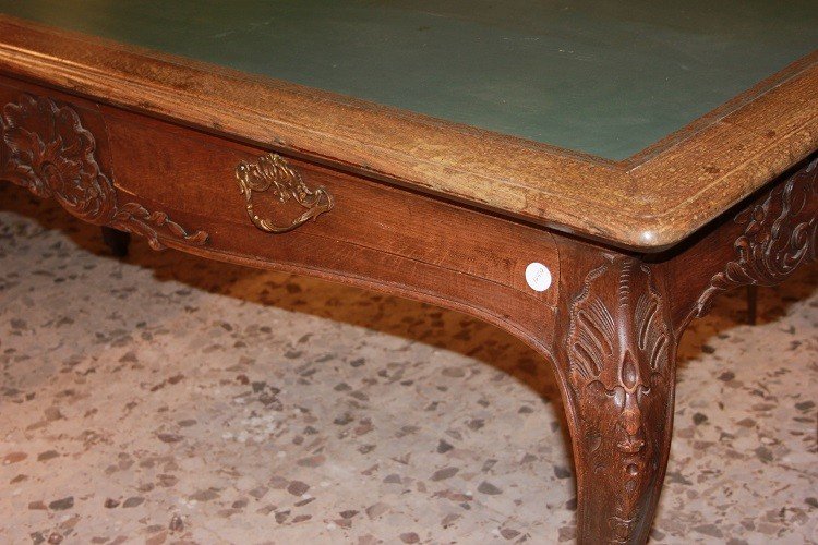 Tavolo scrittoio francese della seconda metà del 1800, stile Provenzale in legno di Rovere-photo-1