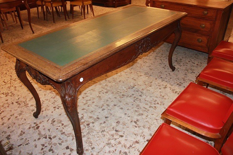 Tavolo scrittoio francese della seconda metà del 1800, stile Provenzale in legno di Rovere-photo-2