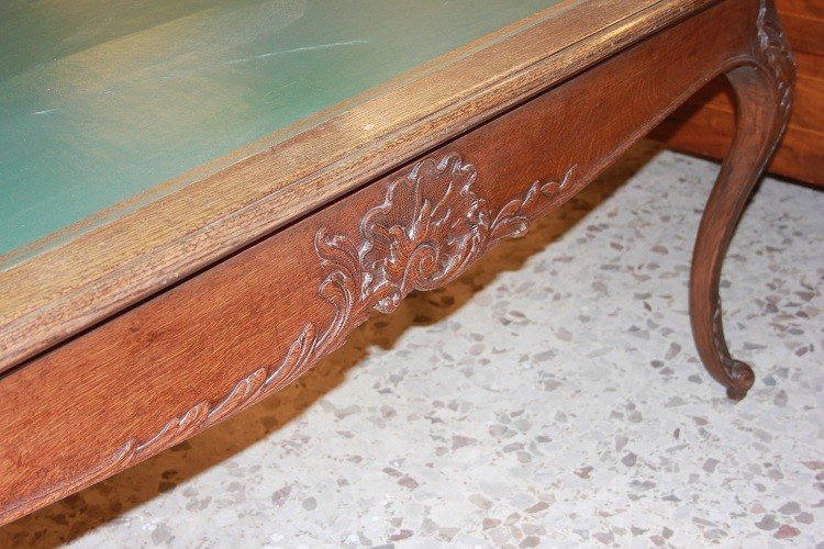 Tavolo scrittoio francese della seconda metà del 1800, stile Provenzale in legno di Rovere-photo-3
