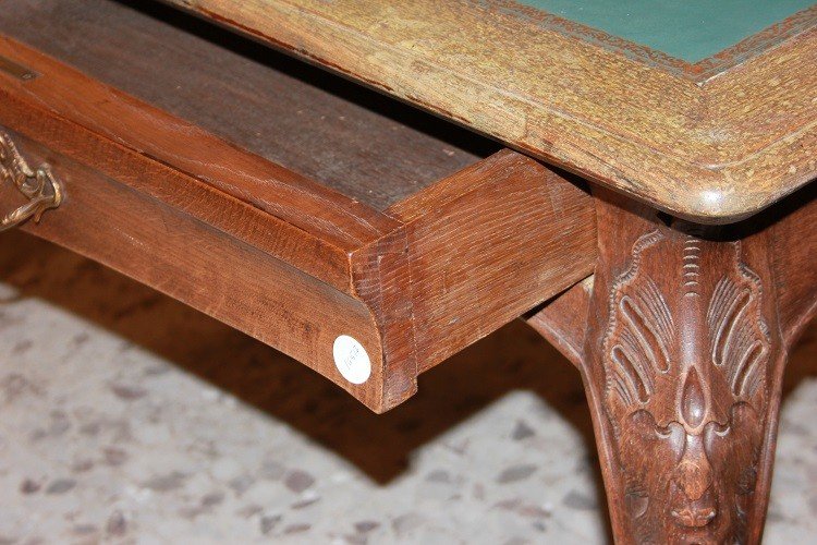 Tavolo scrittoio francese della seconda metà del 1800, stile Provenzale in legno di Rovere-photo-5