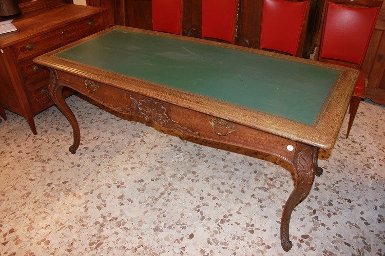 Tavolo scrittoio francese della seconda metà del 1800, stile Provenzale in legno di Rovere-photo-6