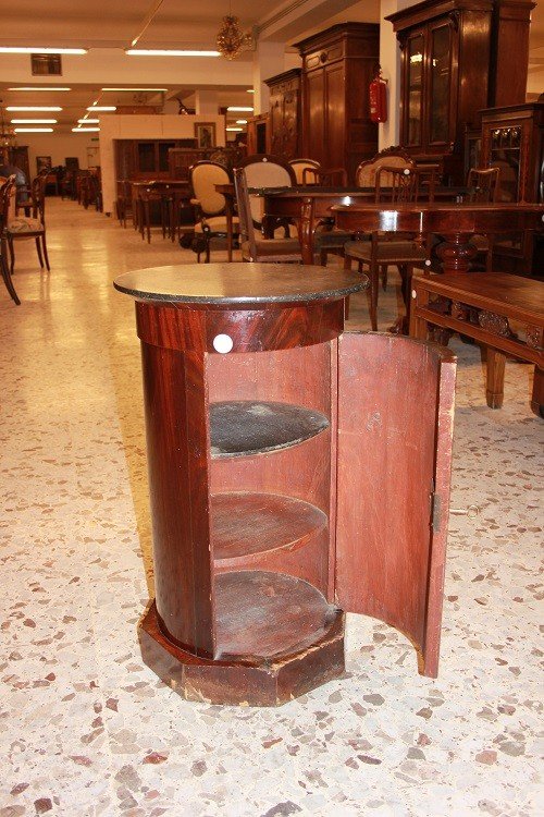 Mobiletto tavolino a cilindro francese di metà 1800, stile Direttorio, in legno di mogano-photo-3