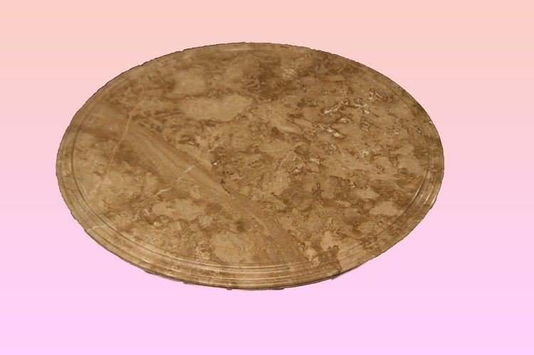 <p>Tavolo circolare, francese della prima metà del 1800, stile Carlo X in legno di mogano-photo-2