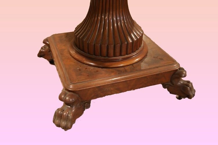 <p>Tavolo circolare, francese della prima metà del 1800, stile Carlo X in legno di mogano-photo-3