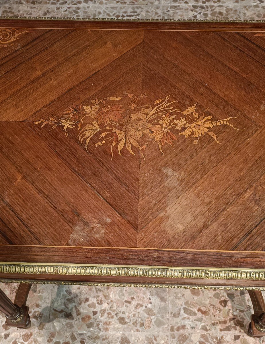 Tavolino scrittoio da centro in palissandro di fine 800 in stile Luigi XVI-photo-4