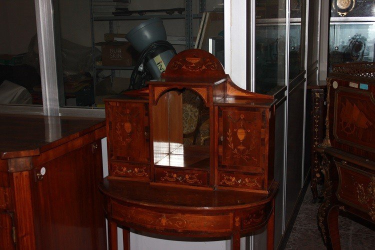 Piccola Consolle Cabinet Inglese del 1800 Stile Sheraton in Satinwood-photo-2