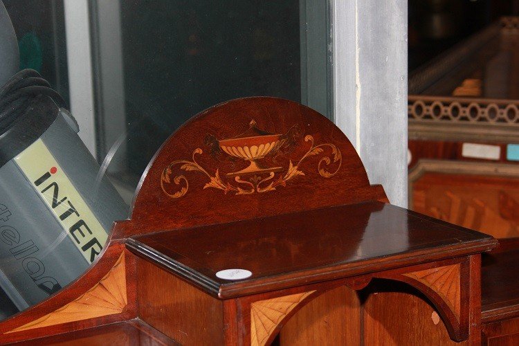 Piccola Consolle Cabinet Inglese del 1800 Stile Sheraton in Satinwood-photo-1