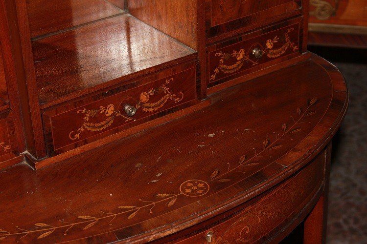 Piccola Consolle Cabinet Inglese del 1800 Stile Sheraton in Satinwood-photo-3