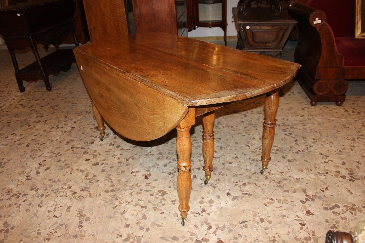 Tavolo Circolare Allungabile Con Alette Francese del 1800-photo-2