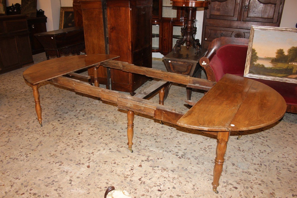 Tavolo Circolare Allungabile Con Alette Francese del 1800-photo-2