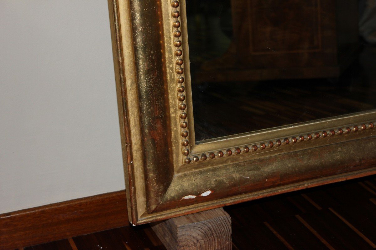 Grande Specchiera Francese Stile Luigi XVI in Legno dorato Foglia Oro-photo-2