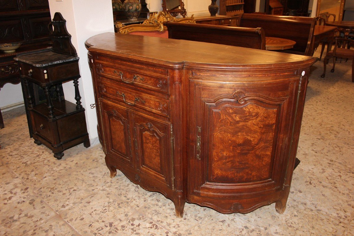 Grande Credenza Provenzale Scantonata XIX Secolo Legno di Noce e Radica-photo-1