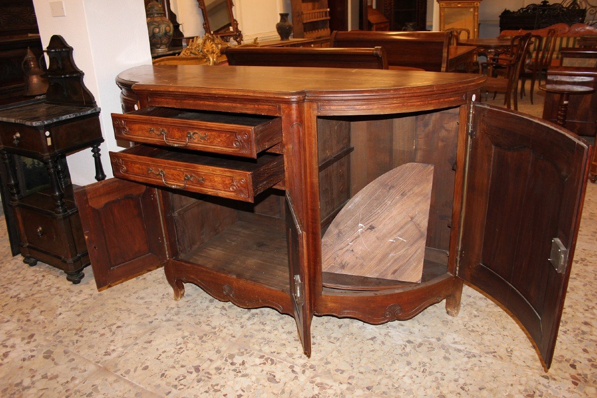 Grande Credenza Provenzale Scantonata XIX Secolo Legno di Noce e Radica-photo-2