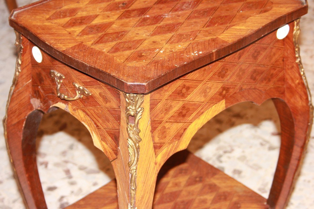 Tavolino Francese stile Luigi XV Intarsiato-photo-3