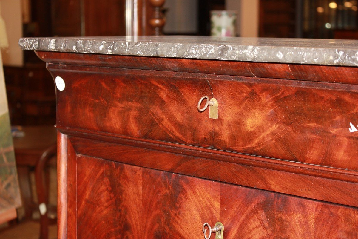 Secretaire Francese stile Impero in Piuma di Mogano XIX secolo-photo-2