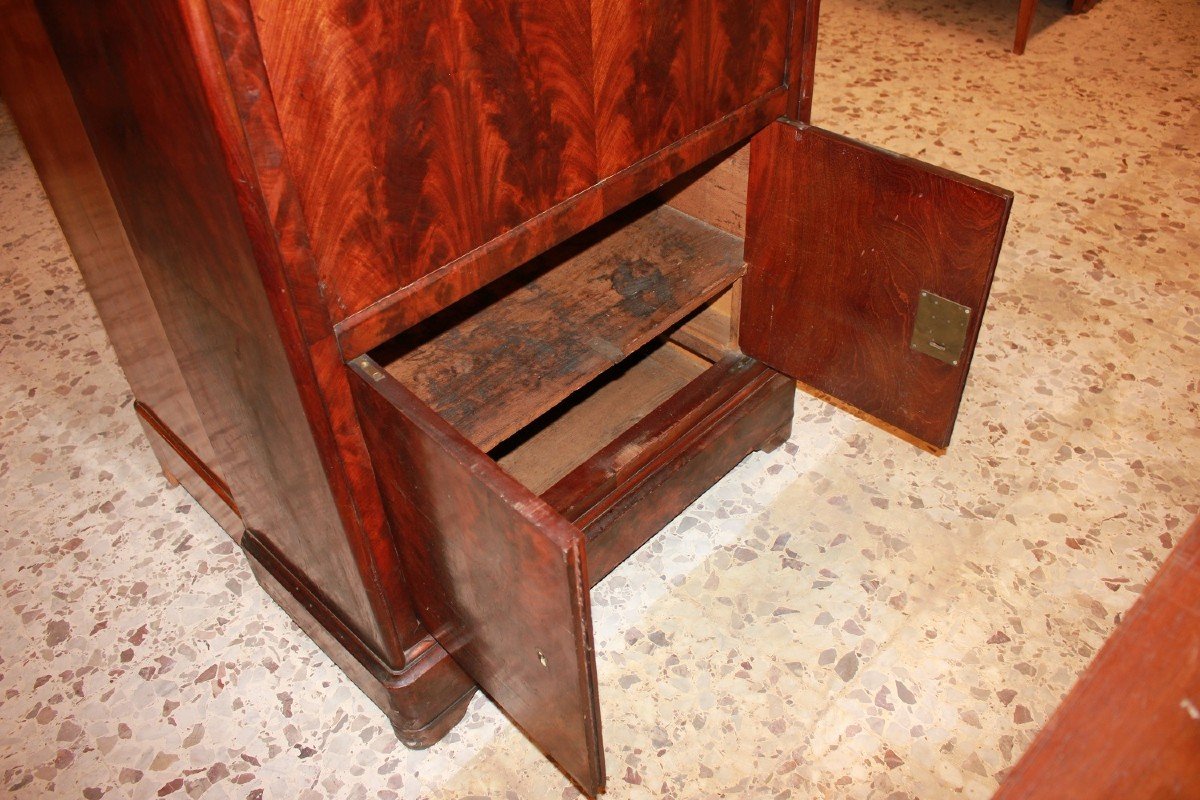 Secretaire Francese stile Impero in Piuma di Mogano XIX secolo-photo-4