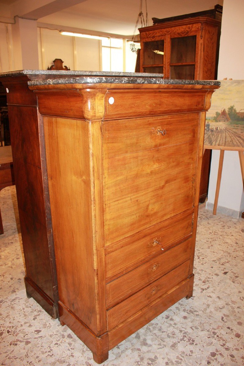 Secretaire Francese del 1800 Stile Impero con Filetto di intarsio-photo-1