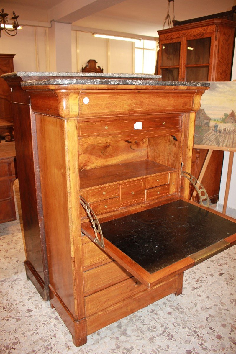Secretaire Francese del 1800 Stile Impero con Filetto di intarsio-photo-2