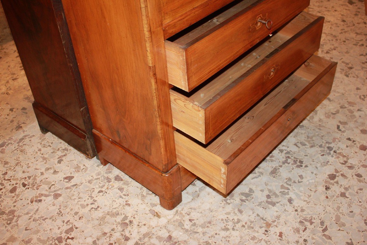 Secretaire Francese del 1800 Stile Impero con Filetto di intarsio-photo-6