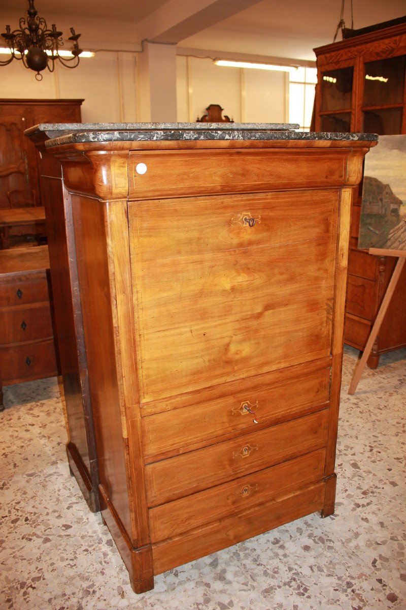 Secretaire Francese del 1800 Stile Impero con Filetto di intarsio