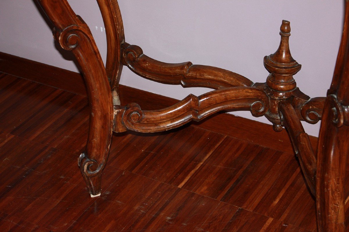 Consolle Genovese Italiana Stile Luigi Filippo in Legno di Noce del 1800-photo-4
