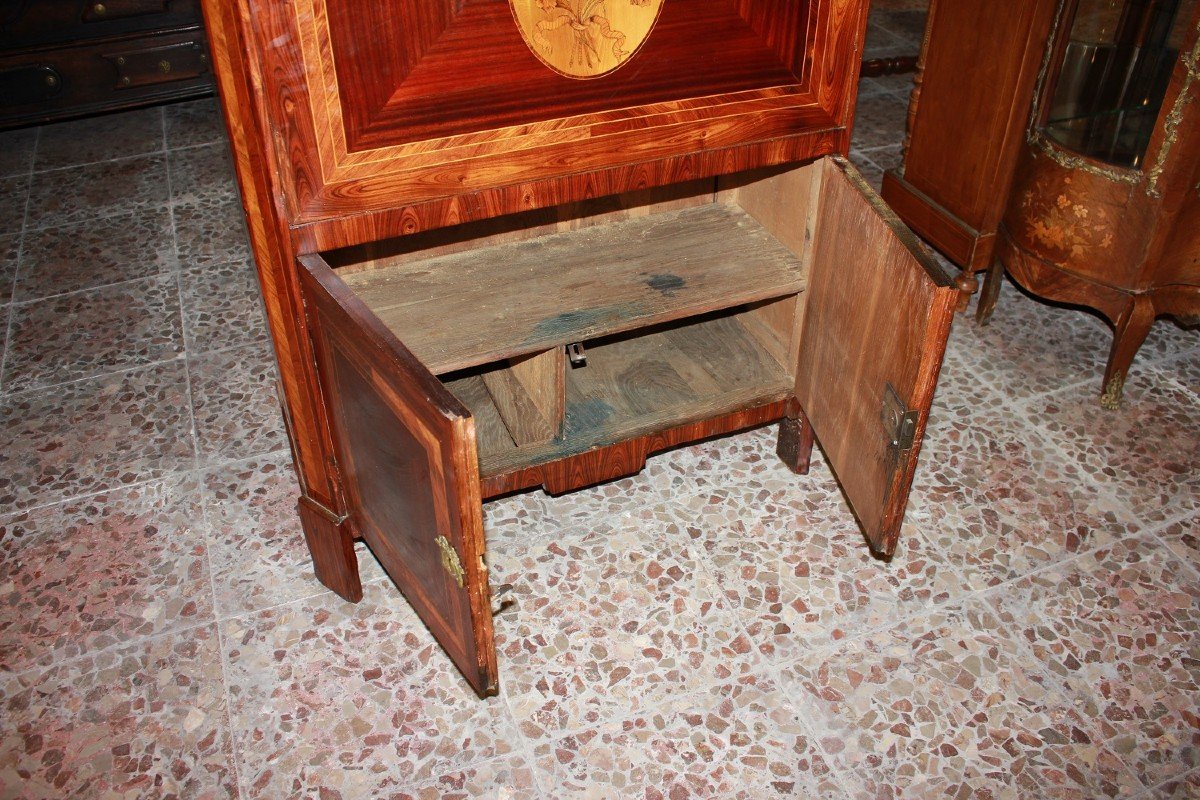Secretaire Stile Luigi XVI del 1700 riccamente Intarsiato in Vari Legni Policromi-photo-3