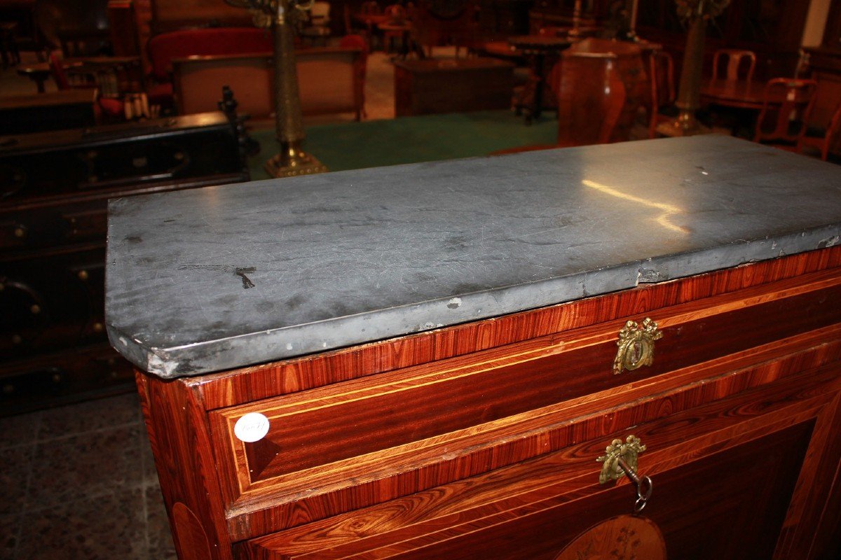 Secretaire Stile Luigi XVI del 1700 riccamente Intarsiato in Vari Legni Policromi-photo-4