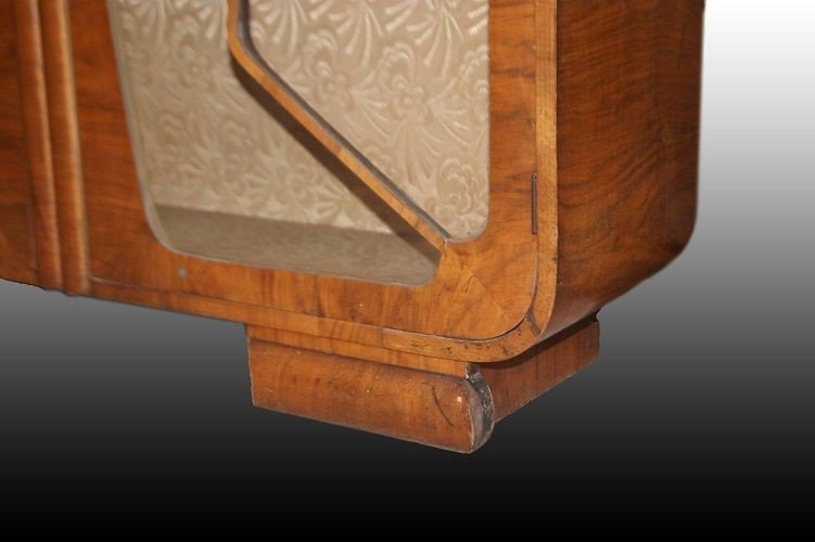 Vetrinetta inglese di inizio 1900, stile Decò, in legno di noce-photo-3