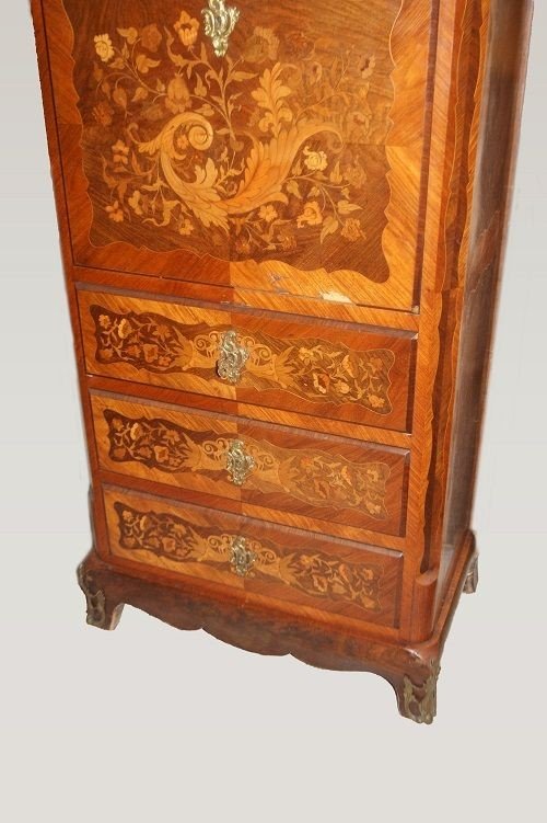 Coppia di secretaire francesi di metà 1800, stile Napoleone III, in legno di palissandro-photo-4