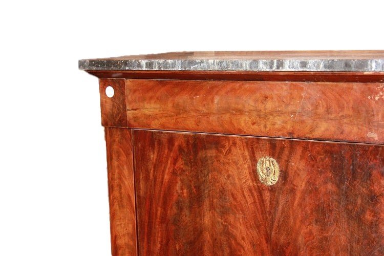 Secretaire francese di metà 1800, stile Impero, in legno di mogano e piuma di mogano-photo-3