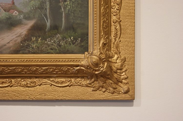 Oli su cartoncino inglesi del 1800, raffiguranti paesaggi campestri con sentieri di campagna-photo-2